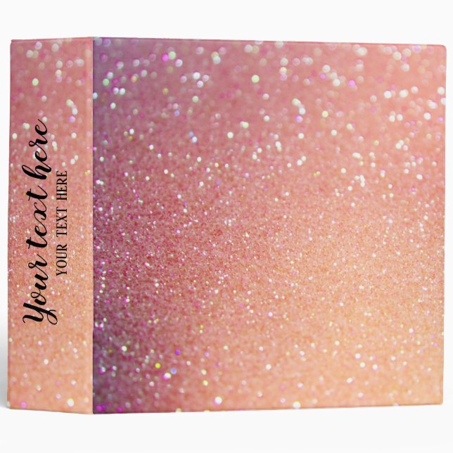Ombre Pastel Sparkling Glitter 3 Ring Binder (Front/Spine)