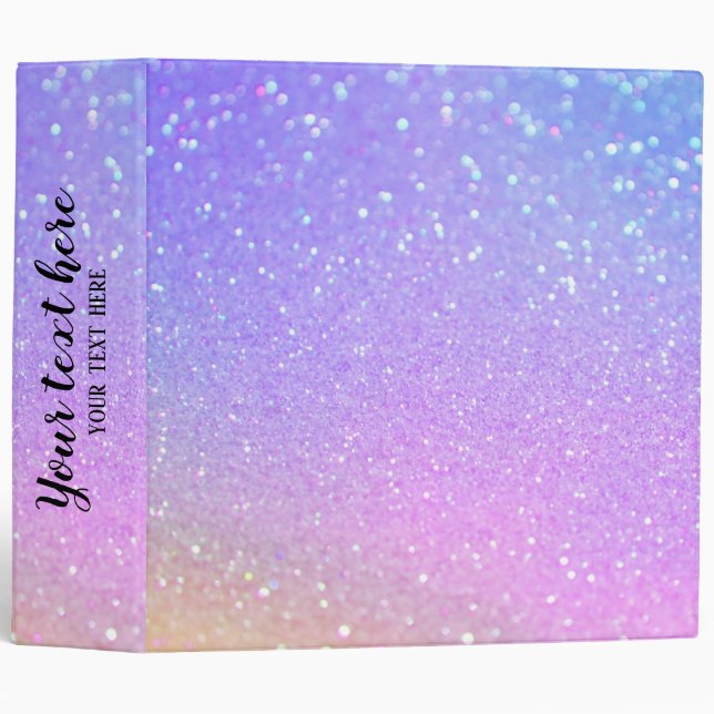 Ombre Pastel Sparkling Glitter 3 Ring Binder (Front/Spine)