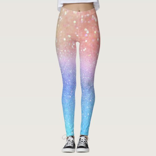 Ombre Pastel Sparkling Glitter Leggings