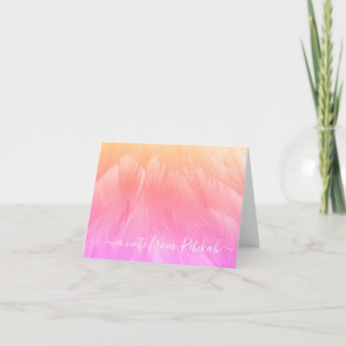Ombre Pastel Swan Feathers Personalized Thank You Card