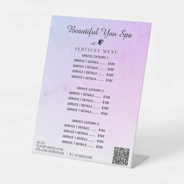 *~* Ombre Patel Rainbow Table Pedestal Sign (Front)