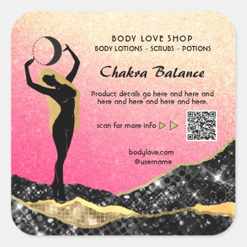  Ombre Peach Pink Goddess Intention Spell AP24  Square Sticker