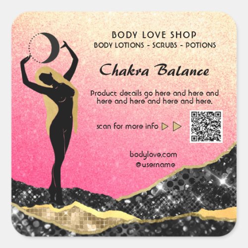 *~* Ombre Peach Pink Goddess Intention Spell AP24  Square Sticker