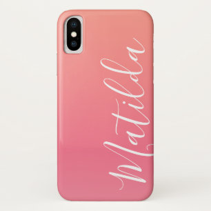 Ombre Peach Pink Personalized Name iPhone X Case