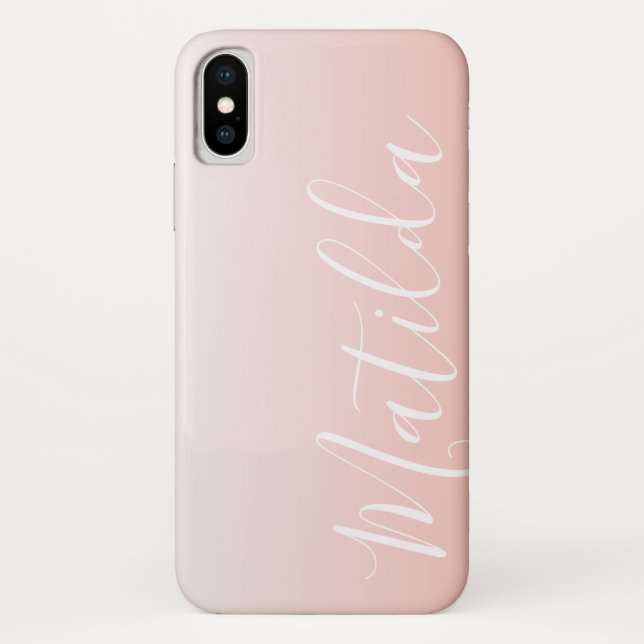Ombre Peach Pink Plain Personalized Name Case-Mate iPhone Case (Back)