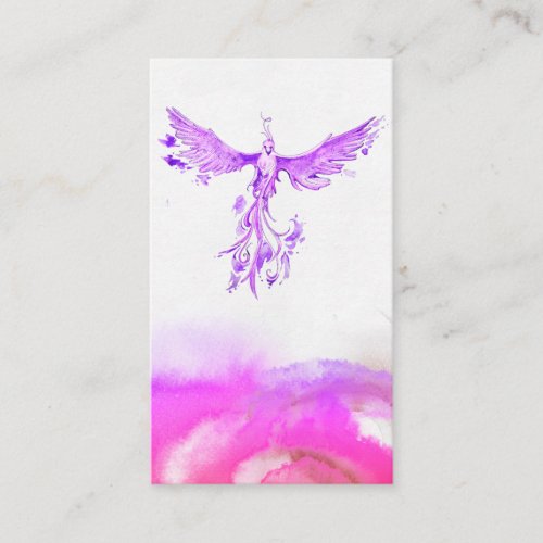   Ombre Peach Pink Violet Feathers Phoenix Business Card