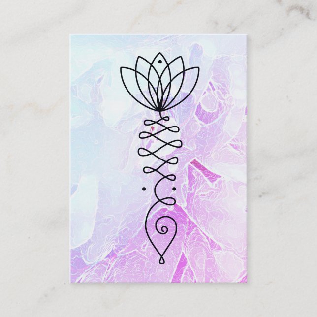 *~* Ombre Peony Healer Massage Reiki Yoga Lotus Business Card (Front)