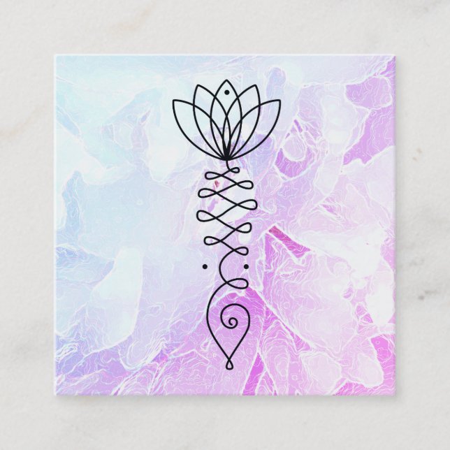 *~* Ombre Peony Lotus Healer Massage Reiki Yoga Square Business Card (Front)