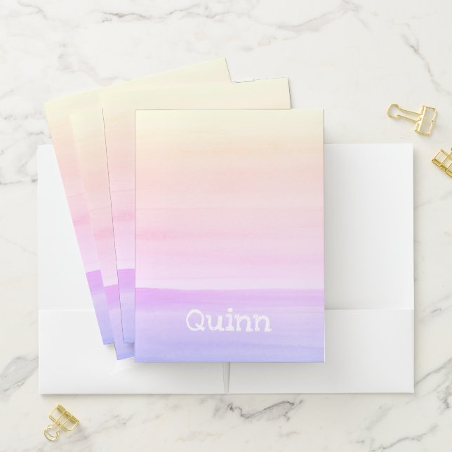 Ombre Personalized Watercolor Pocket Folder (In Situ)