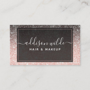 Ombre Pink And Black Glitter Modern Chic Luxe Business Card