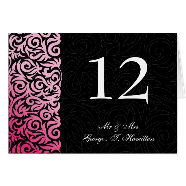 ombre pink and Black Swirling Border Wedding (Front Horizontal)