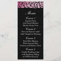ombre pink and Black Swirling Border Wedding Menu