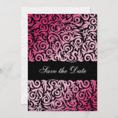 ombre pink and Black Swirling Border Wedding Save The Date (Front/Back)