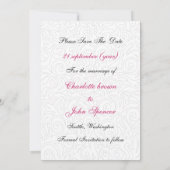 ombre pink and Black Swirling Border Wedding Save The Date (Back)