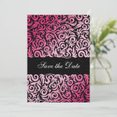 ombre pink and Black Swirling Border Wedding Save The Date (Standing Front)