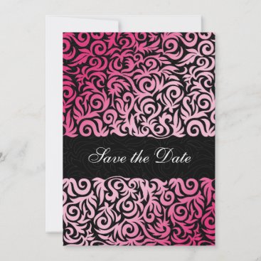 ombre pink and Black Swirling Border Wedding Save The Date