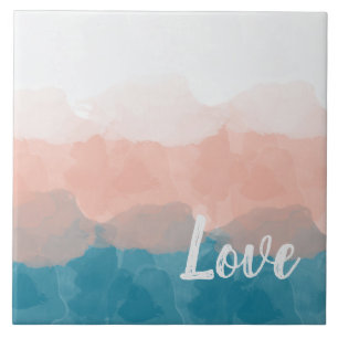 Ombre Pink and Blue Love Graceful Gradient Ceramic Tile