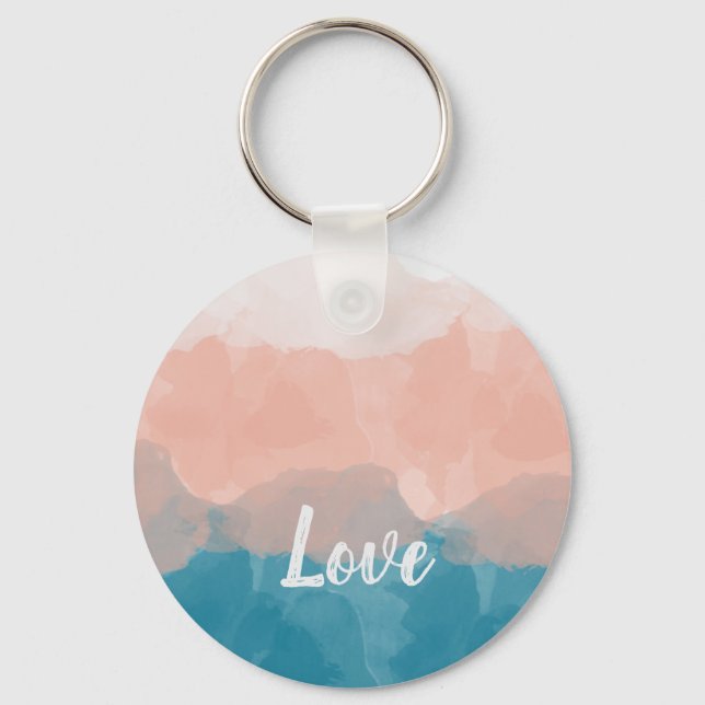 Ombre Pink and Blue Love Graceful Gradient Keychain (Front)
