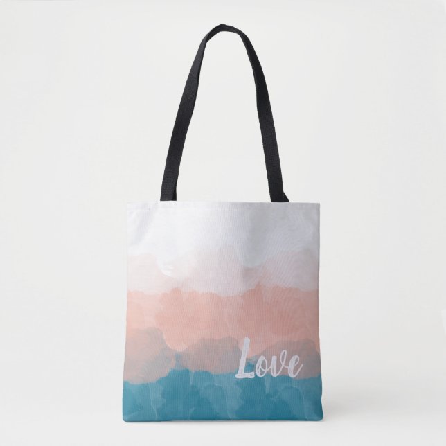 Ombre Pink and Blue Love Graceful Gradient Tote Bag (Front)