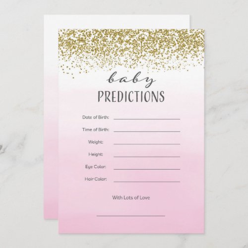 Ombre Pink and Gold Baby Prediction Card