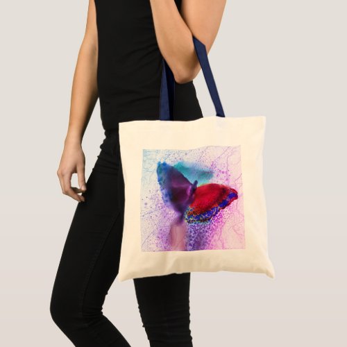 Ombre Pink and Purple Watercolor Butterfly Name  Tote Bag