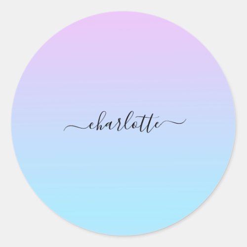 Ombr Pink and Turquoise Gradient Classic Round Sticker