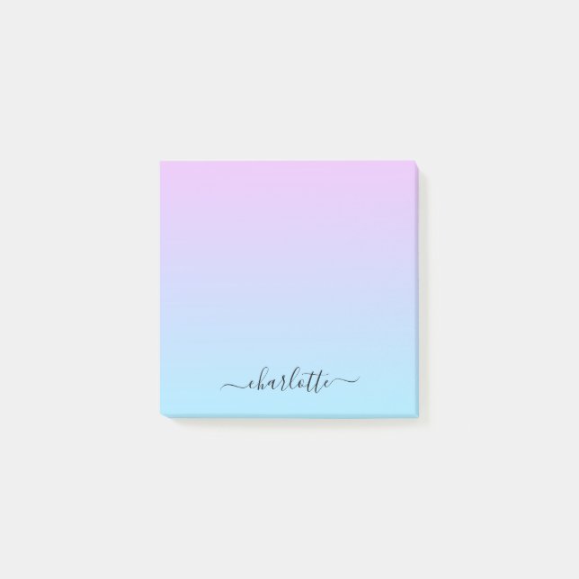 Ombré Pink and Turquoise Gradient Post-it Notes (Front)