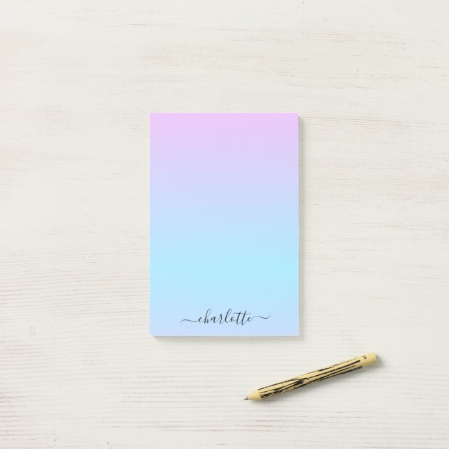 Ombré Pink and Turquoise Gradient Post-it Notes (On Desk)