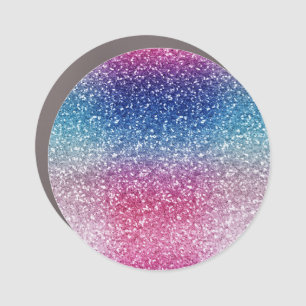 Ombre Pink Blue Glitter Wrapping Paper Car Magnet