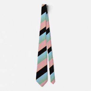 Ombre Pink Blue Green Multi Diagonal Stripes Neck Tie