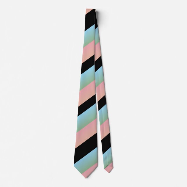 Ombre Pink Blue Green Multi Diagonal Stripes Neck Tie (Front)