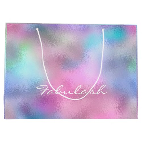 Ombre Pink Blue  Minimal Beauty Metallic White Large Gift Bag