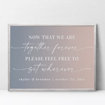 Ombre Pink & Blue Seating Wedding Ceremony Sign by GraphicBrat at Zazzle