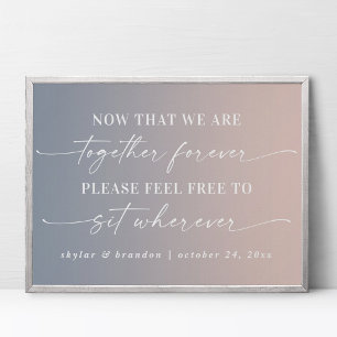 Ombre Pink & Blue Seating Wedding Ceremony Sign