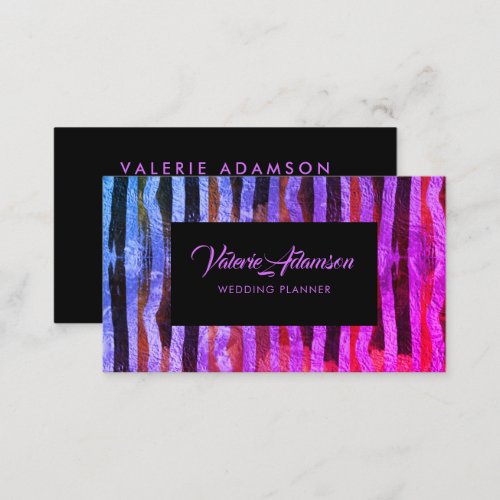 Ombre Pink Blue Stripes Texture Abstract Script Business Card