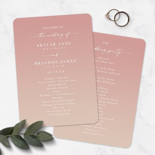 Ombre Pink  Champagne Wedding Ceremony Program