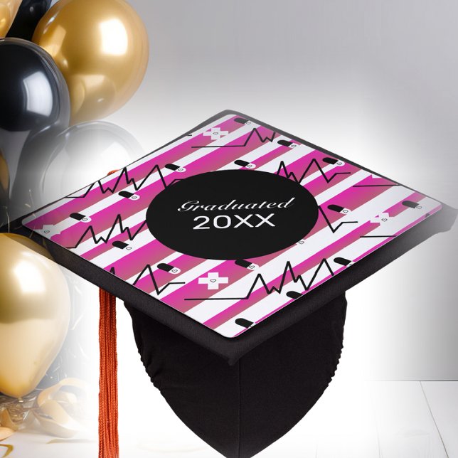 Ombré Pink Cool Nurses Graduated 2026  Graduation Cap Topper (Creator Uploaded)