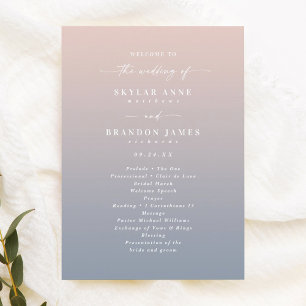 Ombre Pink & Dusty Blue Wedding Ceremony Program