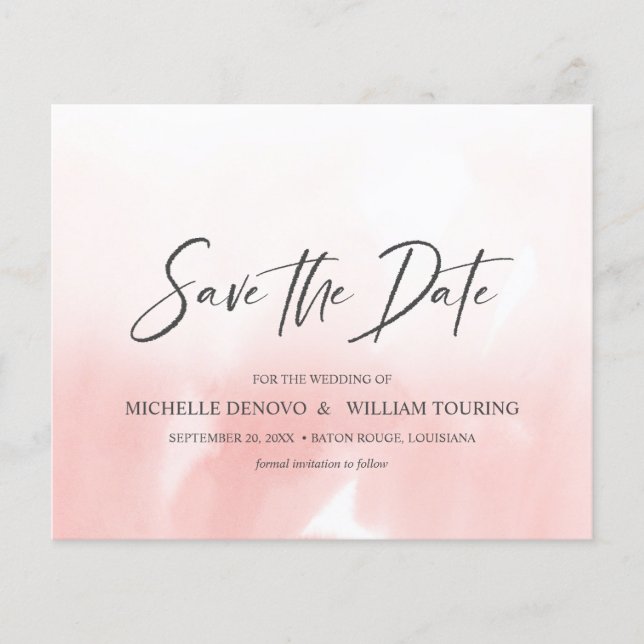 Ombre Pink Elegant Handwritten Photo WEDDING  (Front)