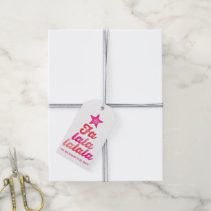Ombre Pink Falalalala Script Xmas Tree Fun Holiday Gift Tags