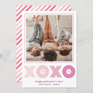 Ombre pink HOHO Galentines Day heart photo Holiday Card