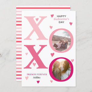 Ombre pink HOHO Galentines Day two photos Holiday Card