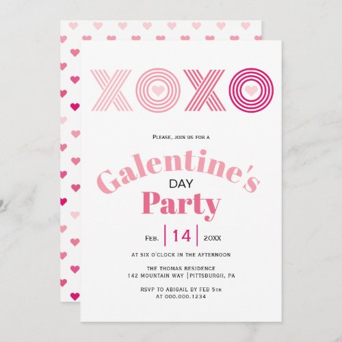 Ombre pink HOHO hearts Galentines Day party Invitation