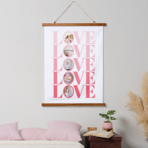 Ombre Pink LOVE photo Valentines Day Hanging Tapestry