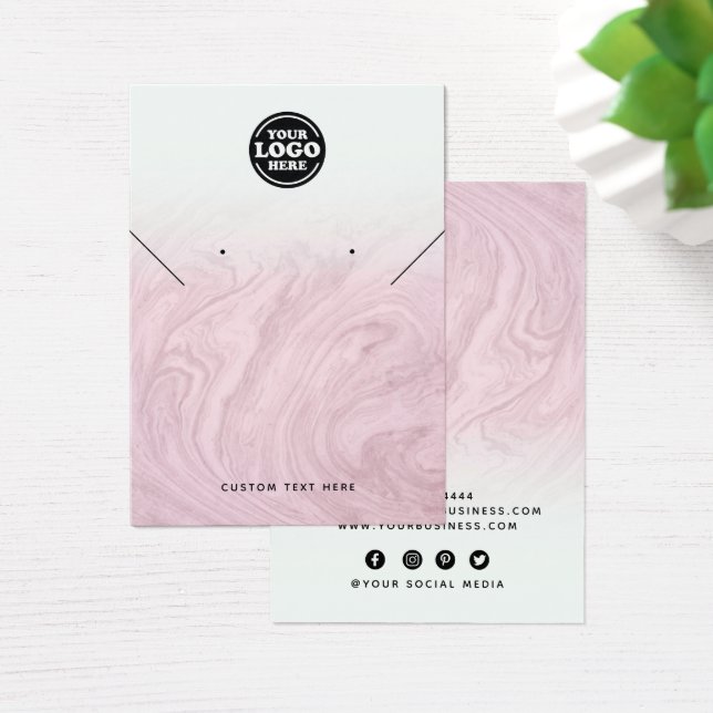 Ombre Pink Marble Jewelry Earring Display Card (Desk)
