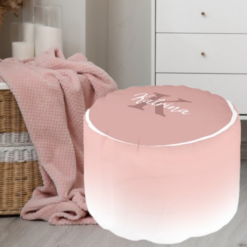 Ombr Pink Monogram Girls Pouf