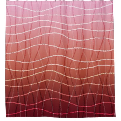 Ombre Pink Orange Brown Wavy Lines Abstract Shower Curtain