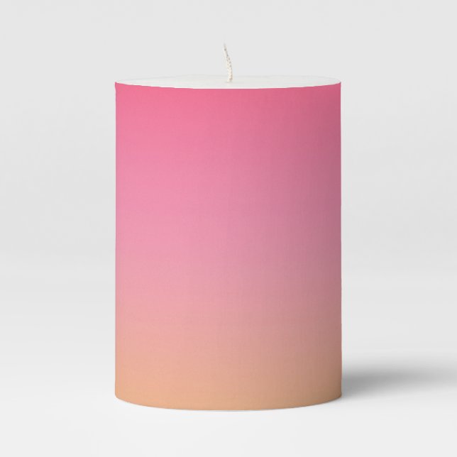 Ombre Pink Orange  Pillar Candle (Front)