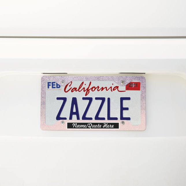 Ombre Pink Purple Glitter Girly License Plate Frame (On Car)