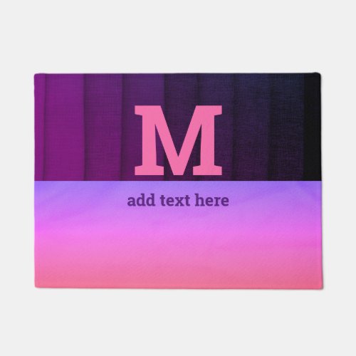 Ombre Pink Purple Monogram Distressed Textured Doormat